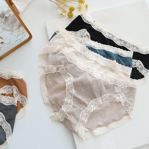Mid-Rise sexy lace Seamless briefs women cozy spring summer lingerie Japanese sweet women Panties N706