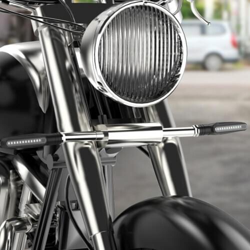 2/Pcs Motorcycle Turn Signal Light Brake Lamp Flowing Water Lighting Amber Light LED Flicker Bendable Tail Indicator Flasher