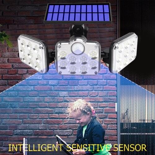 Outdoor Lamp 145/122LEDs 3 Heads Light Street Waterproof PIR Sensor Solar Charge for Household Outdoor Courtyard Ornament