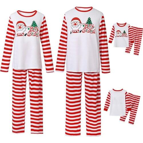 YAGIMI Mother Kids Striped Christmas Family Matching Clothes Pajamas Mother Daughter Father Son & Baby Sleepwear Outfits Pyjamas