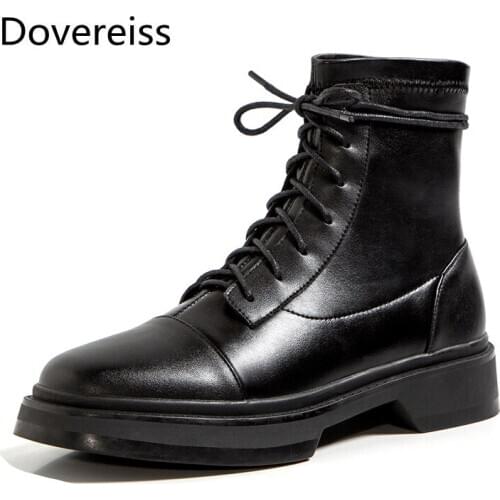 Dovereiss Fashion Womens Shoes Winter new Sexy Short boot Matin boots Cross tied Elegant sexy Concise Mature big size 42