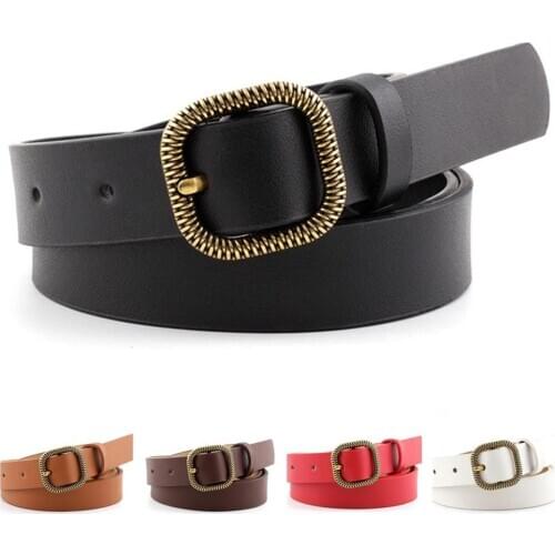Women Stylish Square Buckle Belt Ladies Jeans Dress Decor Faux Leather Waistband BLTYN20007