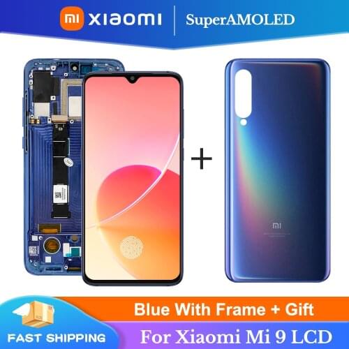 AMOLED LCD For Xiaomi Mi 9 Display 10 Touches Screen Replacement For Xiaomi Mi 9 M1902F1G Digitizer Screen with battery cover
