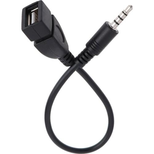 1PC Auto Car Electronics 3.5mm MP3 Male AUX Audio Plug Jack To USB 2.0 Female Converter Cable Cord For Play Music Audio Cable