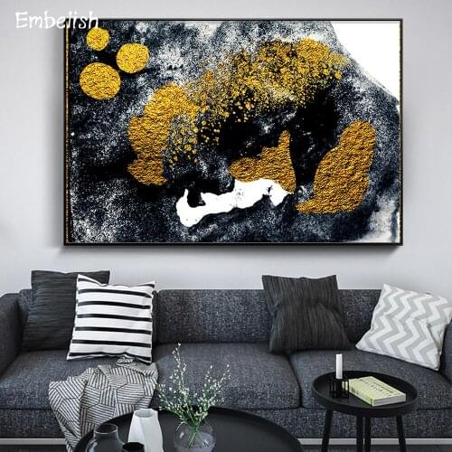 1 Pieces Fashion Nordic Fashion Wall Pictures For Living Room Golden Paints Modern Home Decor Posters HD Print Canvas Paintings