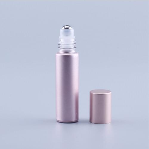 1000pcs 10ML High Quality 10ML Thick Pink Glass Roll On Bottle Empty Perfume Essential Oil Vial with Stainless Steel Roller Ball