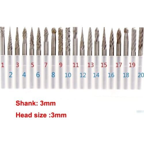 2 piece 3x3mm Tungsten steel grinding head carving tools Tungsten steel milling cutter