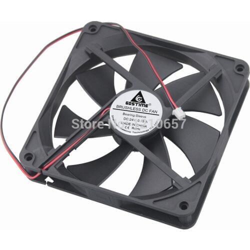 2 Pieces LOT Gdstime DC 2Pin 24V 140mm x 25mm 14025s Computer Brushless Cooler Fan