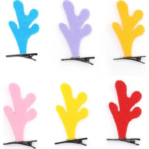 2Pcs Hair Pins Three-dimensional Antler Hairpins Christmas Style Colorful Cute Hair Clips Cute Bangs Styling Hair Accessories