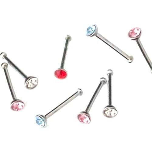 20pcs Crystal Rhinestone Body Jewelry Nose Nail Ring 316L Surgical Steel Nose Studs Ear Piercing Earring Fashion Wedding Trinket