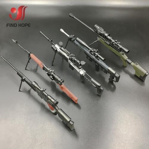 6Pcs/set 1/6 AWM MK14 DSR PSG-1 SVD TAC Sniper Rifle Weapon Assembly Toy Gun Model For Action Figure