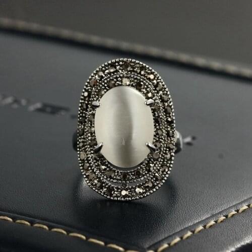 Iutopian Brand MOON Opals Vintage Jewelry Antique Ring Anti Allergy for Women gift #A4817