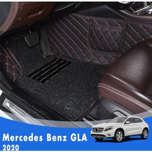 Car Floor Mats For Mercedes Benz GLA 2020 Luxury Double Layer Wire Loop Custom Car Styling Foot Pad Car Accessories Decor Carpet