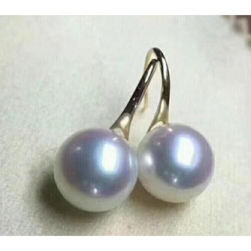 Noble jewelry 10-12mm Australian south sea gold pink pearl earrings