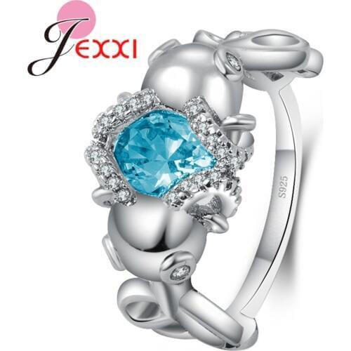 Big Bohemian Precious Rings 925 Sterling Silver Accessories With Beautiful White Cubic Zirconia Stone For Woman Best Gift