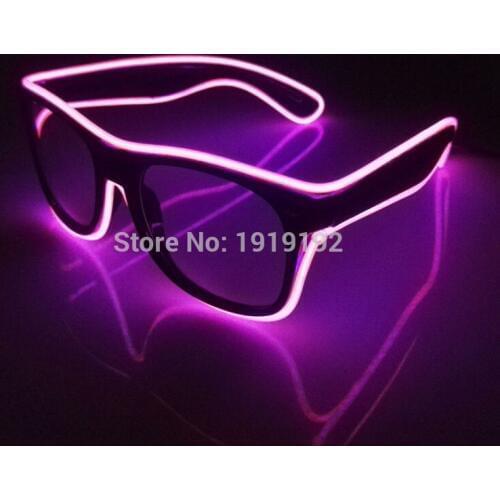El glasses El Wire Fashion Neon Light Up Shutter Shaped Glow Sun Glasses Rave Costume Party DJ Bright SunGlasses By 3V Driver