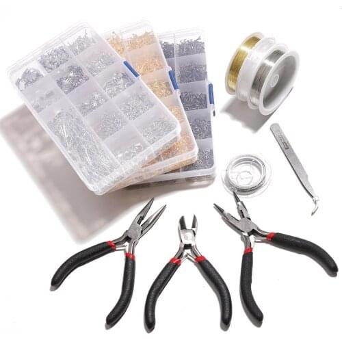 Alloy Accessories Jewelry Findings Tools Set Open Jump Rings Lobster Clasp Clip Buckle Earring Hook Jewelry Making Supplies Kit
