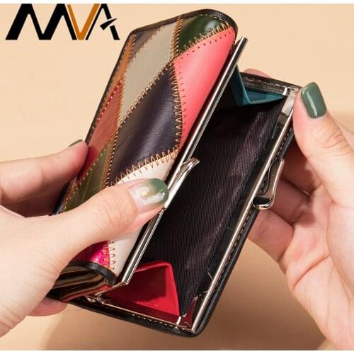 MVA Small Leather Wallet for Women Bifold Walllet with Credit Card Holder Zipper Coin Pocket and ID Window Wallet Purses 517