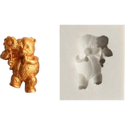 Bear Flower Silicone Molds Gem Jewelry Relief Fondant Cake Decorating Tools Gumpaste Chocolate Candy Moulds