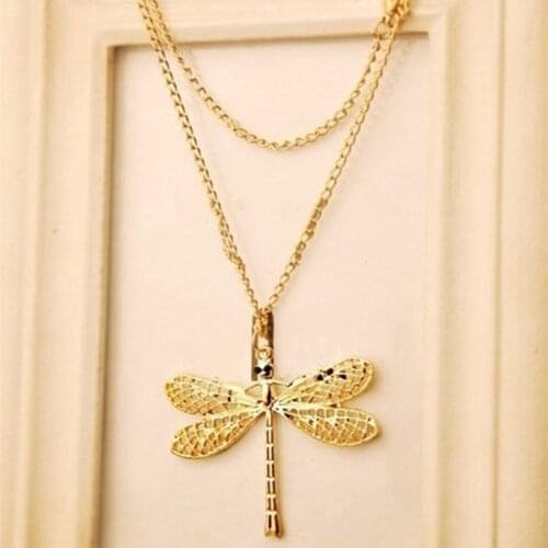 Fashion Wing Necklace Rhinestone Necklaces Lovely Dragonfly Necklace Female Star Models Jewelry Wholesales