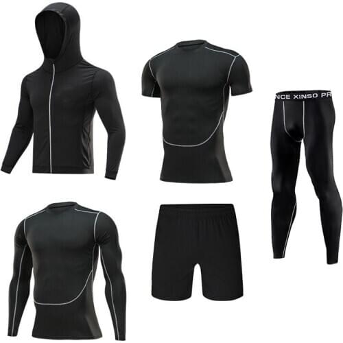 Mens Sportswear Compression Sport Suits Quick Dry Running Sets Clothes Sports Jogging Sport Wear Gym Fitness Tracksuits Set