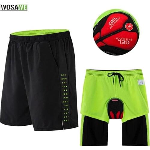 WOSAWE Mens Padded Baggy Cycling Shorts Reflective MTB Bike Bicycle Riding Trousers Water Resistant Loose Elastic Fit Shorts