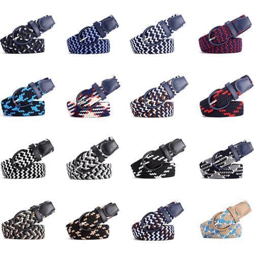 Men Women Pin Buckle Skinny Belts Elastic Crochet Woven Waistband Jeans Belt BLTRD0008