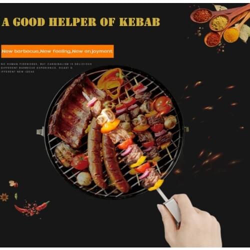 Long and short 6 piece set stainless steel barbecue stick barbecue fork outdoor BBQ barbecue needle barbecue mutton string