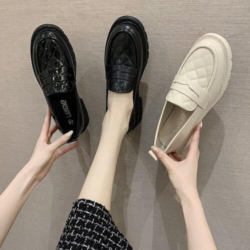 British Style Small Leather Shoes To Go with Everything Retro 2021 New Thick Soled Loafers Lazy JK Single Shoes Shoes