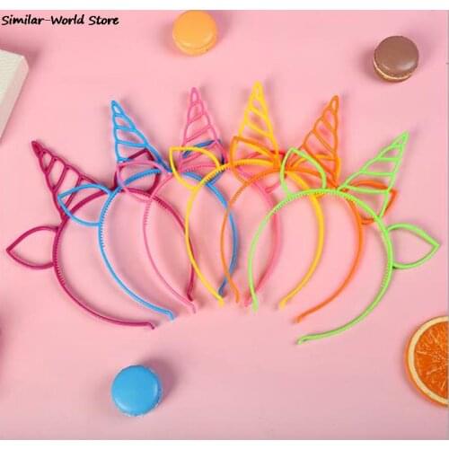 Unicorn Headband Boy Girls Crown Hair Hoop Children Birthday Supplies For Party Accessories Colorful Hair Hoop Cat Ear Headwear