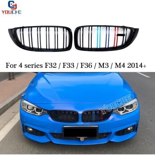 F32 Gloss M Color Front Kidney Grille for BMW 4 Series F32 F33 F36 M3 M4 F80 F82 Car Styling Racing Grille Mesh 420i 428i 430i