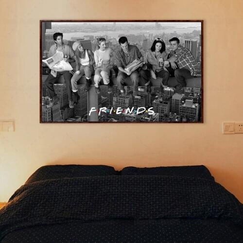 Friends Lunch on A Skyscraper New York City Black White Vintage Poster Tv Show Friends Canvas Painting Wall Art for Living Room