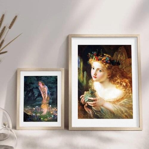 STUNNING FAIRY Crowned By BUTTERFLIES Painting Victorian Vintage Illustration Poster Canvas Prints Gallery Wall Picture Decor