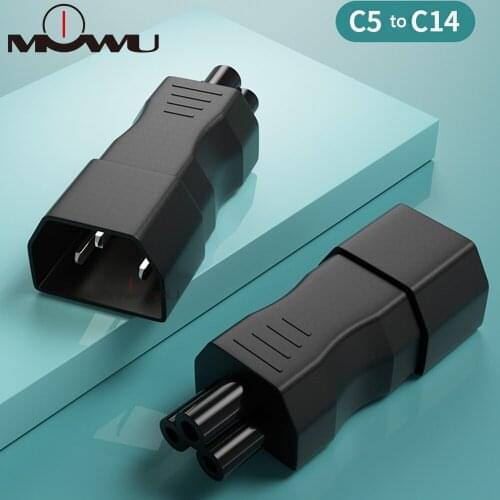 MOWU IEC320 C5 Power Converter, IEC C14 Male Plug to C5 Up/Left/Right/Strainght Angle Connector 10A 250V