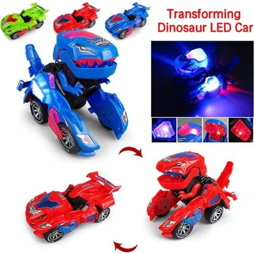 Transformation Robot Car Toy Electric Deformation Dinosaur Robot Action Figures Toy Vehicle With Light Sound Boy Kids Model Toys