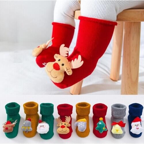 Christmas Baby Cosplay Props Santa Claus Socks Boys Girls Cartoon Doll Long Socks Over Knee Happy New Year Party Infant Gift