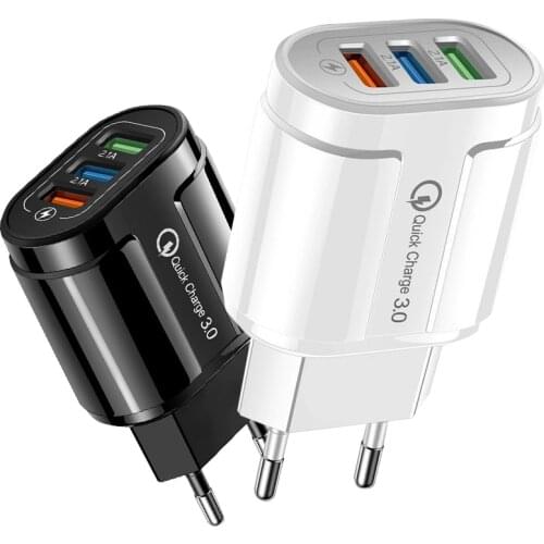 65W Quick Charge 3.0 USB Charger QC 3.0 Fast Charging EU US Plug Wall Adapter For iPhone Samsung Xiaomi Mobile Phone Charger