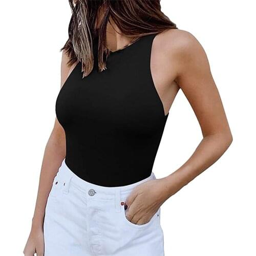 Womens Solid Color Sexy Vest Sleeveless Racer Back Neck Sling Bodysuit Vest Jumpsuit Summer Tops For Women 2021 Blusa Feminina