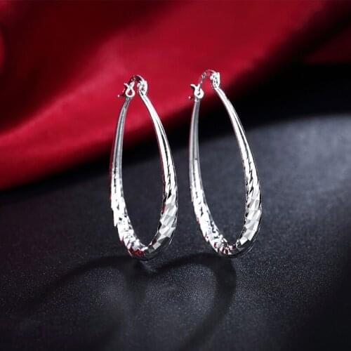 925 Sterling Silver Gold 43mm U-Shaped Hoop Earrings For Women Charm Engagement Wedding Fashion Jewelry