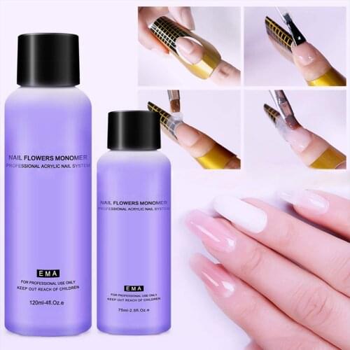 Nail Acrylic Liquid Monomer 75ml/120ml Nail Liquid for Nail Extension Carving Non-Yellowing Liquid for Home Nail Salon