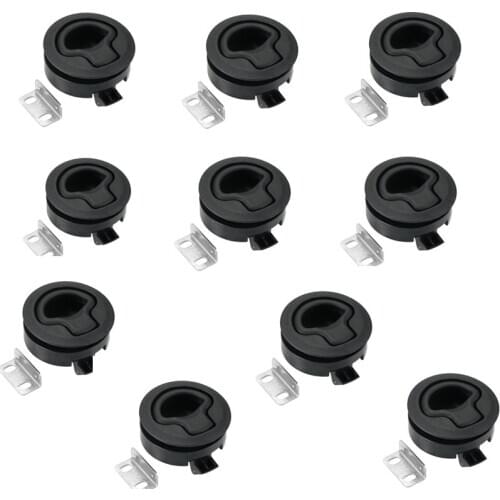 10pcs 2" Plastic Marine Boat Round Deck Lock without Key Flush Pull Slam Latches Lift Ring Handle RV Boat Yacht Hatch Door Lock