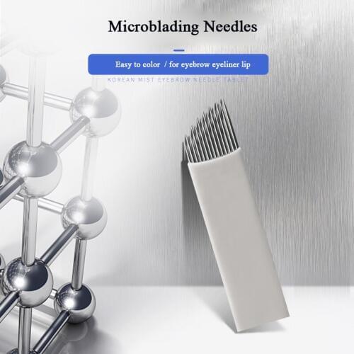 10pcs Microblading Needle 14 pin Permanent Makeup Accessories Tattoo Supplies Disposable Tattoo Blades for Eyebrow Eyeliner Lip