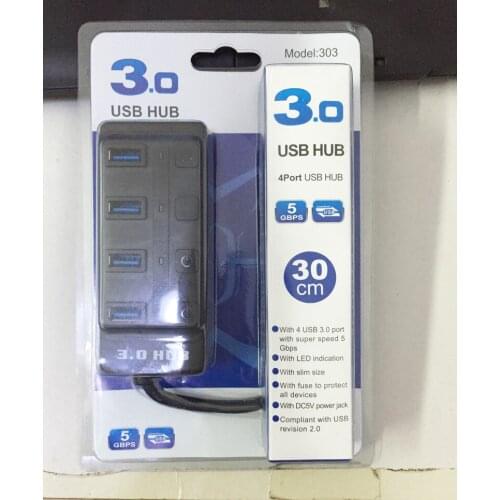 4 USB 3.0 HUB 4 Port Individual Power Button Switch HUB Splitter Adapter for MacBook Notebook Laptop PC Black or White