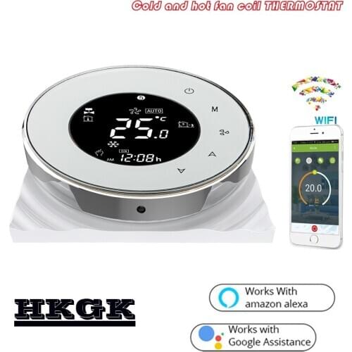 95-240VAC Smart room heat cool temp wifi thermostat google for 2Pipe NO/NC valve Works with Alexa Google home