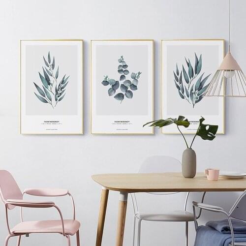 Watercolor Small Fresh Green Plant Leaf Canvas Painting Modern Minimalist Plant Poster Cafe Bedroom Wall Art Decoration Pictures