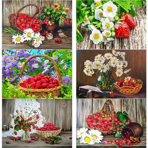 New 5D DIY Diamond Painting Strawberry Diamond Embroidery Full Square Round Drill Daisy Cross Stitch Crafts Home Decor Art Gift