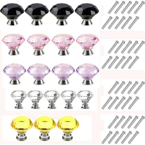 Diamond Crystal Door Knob Drawer Kitchen Cupboard Cabinet Furniture Handle