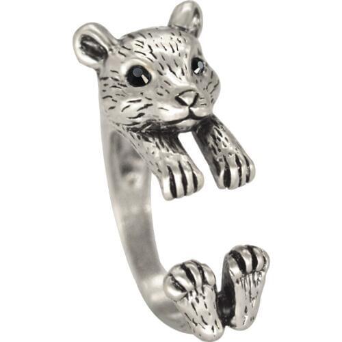 Kinitial 1Pcs New Arrival Vintage Adjustable Animal Squirrel Rings Retro Brushed Women Handmade 3D Sculpture Ring Jewelry