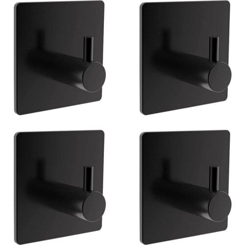 Black Bathroom Hook Adhesive Hooks Stainless Steel Hooks, Suitable for Bedrooms, Living Rooms, Warehouses-A