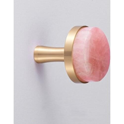 Brass natural gemstone pink crystal handle small wardrobe bedside table white amethyst pure copper handle